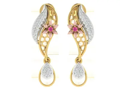Women Flower Drop Earring  3D print model