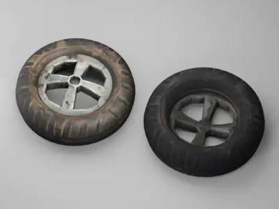Low Poly PBR Wheel three tires stacked Low-poly 3D model