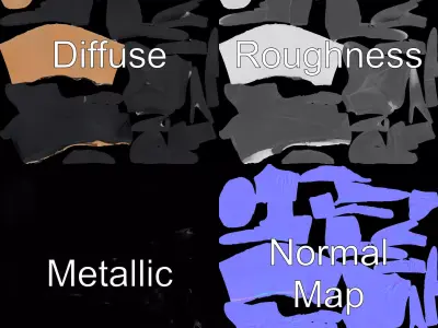 Black Leather Glove Model Pack Low-poly 3D model