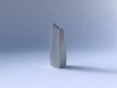 Vase curved tipping triangle 2 with extruded vertical lines 2 3D print model