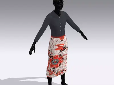 Woman Cloth Dress Low-poly 3D model