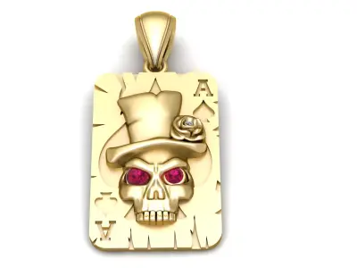 COWBOY SKULL FACE CARD PENDANT 3D PRINTABLE MODEL  3D print model