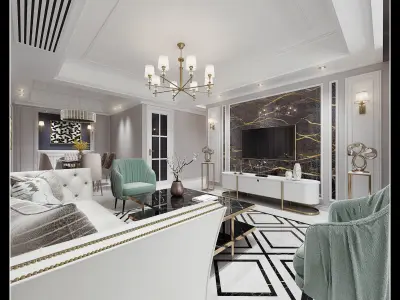 Luxury living room interior 3D model