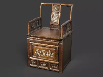 Chinese ancient chair   Low-poly 3D model purchase