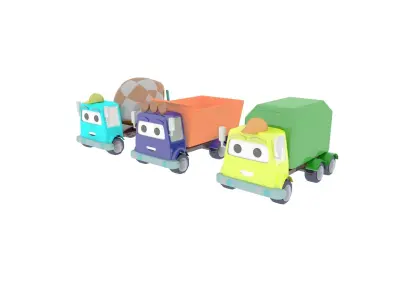 collection of cars Low-poly 3D model