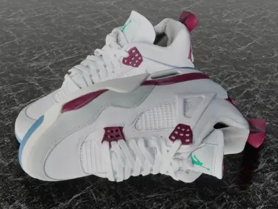 NIKE JORDAN 4 RETRO SB 3D SHOES - RED Low-poly 3D model