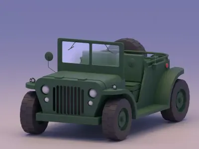 Cartoon Military Jeep Willys Low-poly 3D model