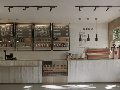 Modern Tiramisu Cafe Interior Scene Cozy Personal Stylish  3D model