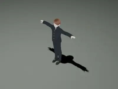 Anime Man Character - Maid Style Low-poly 3D model