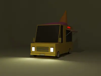 Low Poly Ice Cream Truck 3D Model Low-poly 3D model