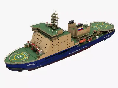 Icebreaker LK-25 Viktor Chernomyrdin Low-poly 3D model