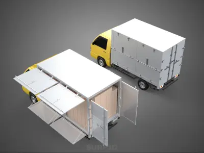 LIGHT DUTY BOX TRUCK DELIVERY CARGO PACKAGE PICKUP VAN LORRY CAR 3D model