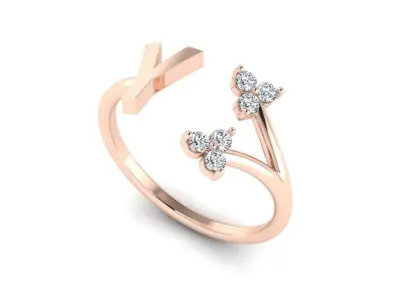 Jewelry Alphabet Ring  Y with Diamonds  3D print model