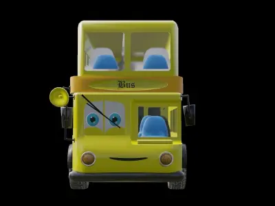 Cartoon Bus Low-poly 3D model