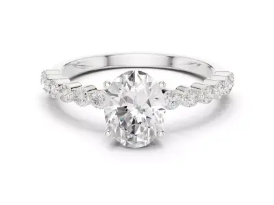 Oval Cut Diamond Engagement Ring 3DM STL Video 3D print mode Free 3D print model