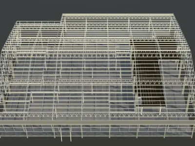 Warehouse in structure frame 3D model