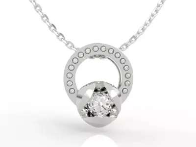 Elegant Diamond Circle Pendant 3D print model