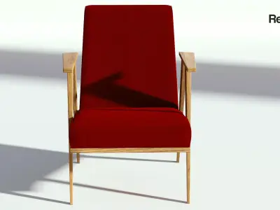 Retro Red Fabric Armchair 3D model
