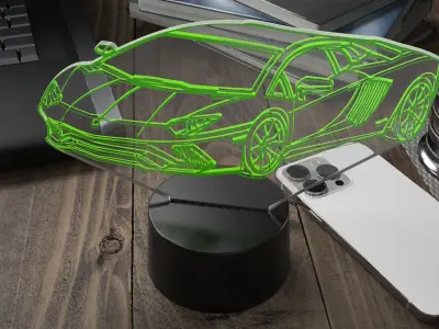 Hologram Night Light Car Green 3D model