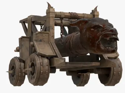 4K METAL WOLF HEAD SIEGE ENGINE WAR MACHINES BUILDER Low-poly 3D model