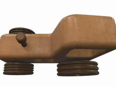 Wooden tractor toy 10 Free 3D model