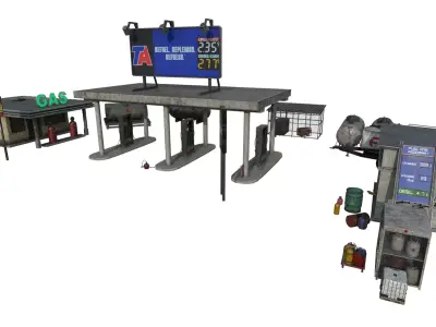 Gas Station Pack Low-poly 3D model