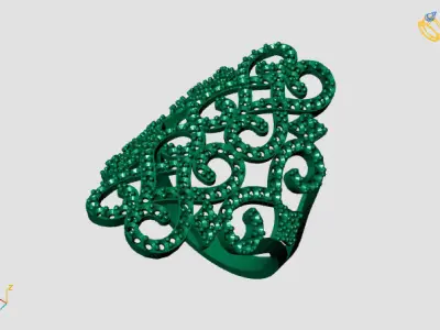 Vintage Womens Diamond Ring Women Rings 3dmodels 3D print model 3D print model 18