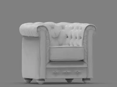 Luxury Distressed Chesterfield Armchair Miniature Scalable  3D print model