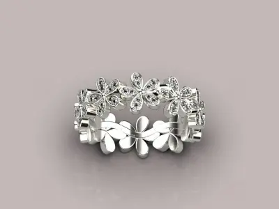 Flowers ring Low-poly 3D model