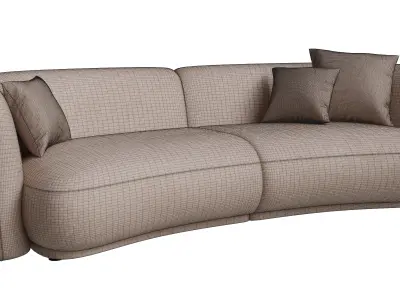 4 Seats Curved Sofa 3D model