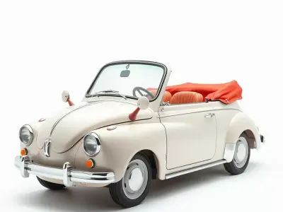 Retro Convertible Car model pack Low-poly 3D model