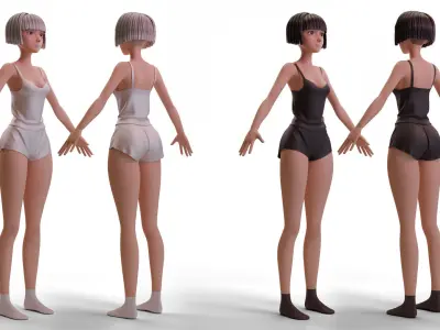 Stylized Fitness Girl 2 3D model