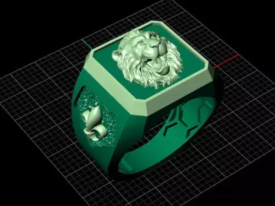 Luxury 5 piece lion men ring 3D print model