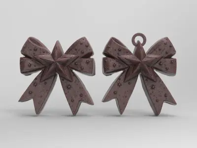 christmas star ribbon bow decor  3D print model