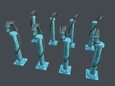 Low Poly Stylize Pillar Dragon Low-poly 3D model