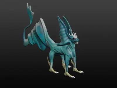  Blue Dragon Low-poly 3D model