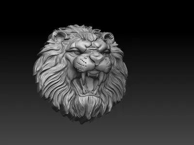 Lion relief for pendant or wall 3D print model