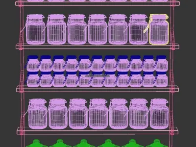 ShelfJar jars on shelf 3D model