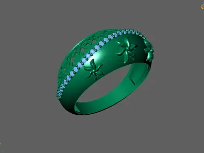 Women Ring With Stone Diamond Ready STL 3DM Models Womens Rings  3D print model