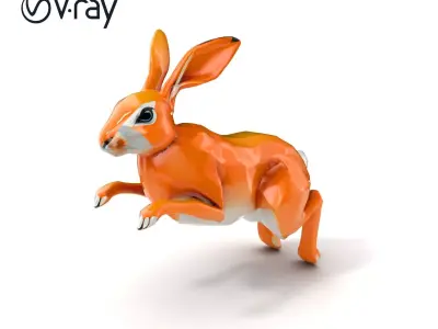 Dynamic Polygonal Hare Sculpture model pack Low-poly 3D model