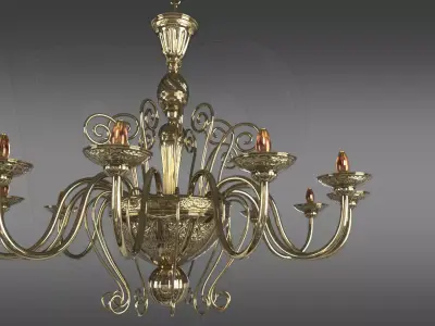 Brass ceiling chandelier 3D model