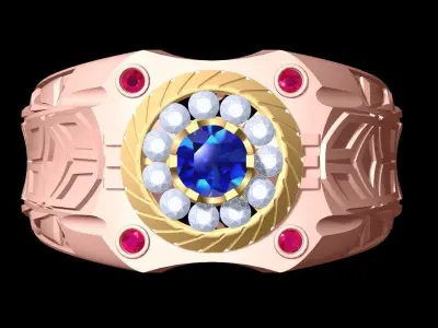 Diamond Rings - Mens Ring - N1928 3D print model