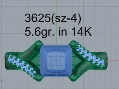 Princess Split  Shank Ring 3625 3D print model