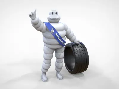 Michelin man with his tire 3D print model