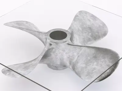 glass coffee table with a ship propeller 3D model