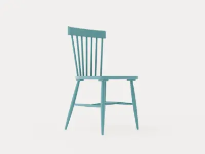 Wood H17 Cane chair - Turquoise Low-poly 3D model