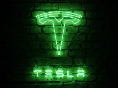 Tesla Logo Neon Pipe Style 3D model