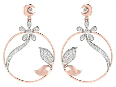 Women Drop Earrings 3dm STL OBJ FBX Renders Details 3D print model 8