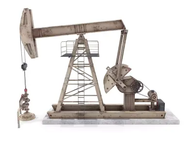 Oil Pumpjack Animated Weathered 3 Low-poly 3D model