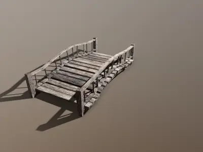 Wooden Bridge 02 Low-poly 3D model